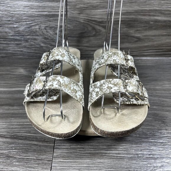 Michael Michael Kors Girls White & Gold Floral Double Strap Sandals Shoe Size 3 - Picture 2 of 8